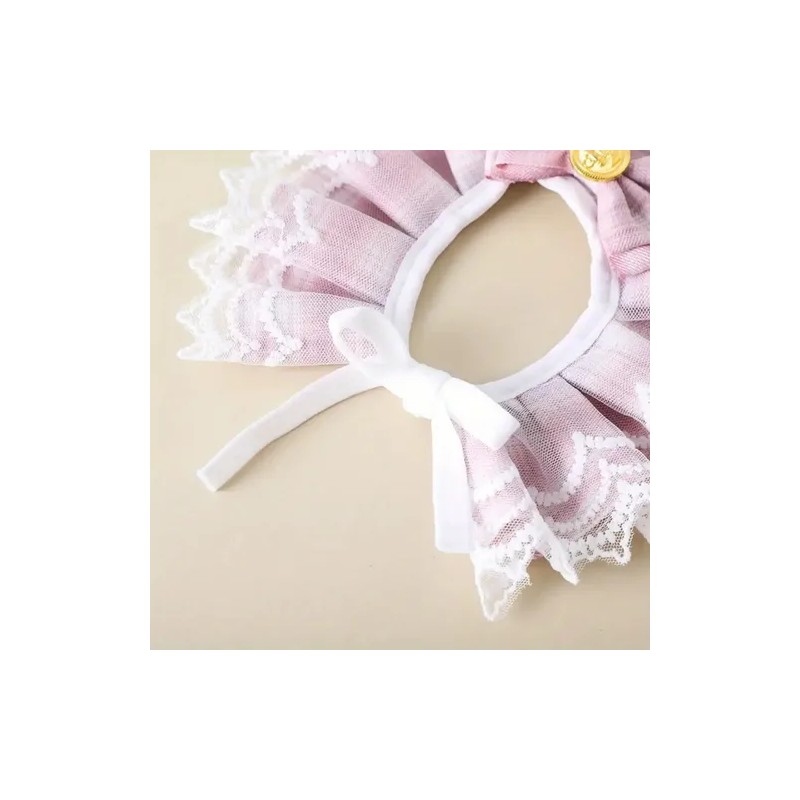 Collar Rosa Para Gatos Y Perros, Babero De Encaje Y