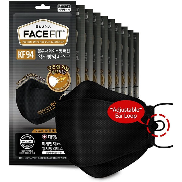BLUNA FACE FIT [10 Pack :: Authentic [Black] Premium KF94