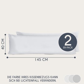 Cushion Cover 40 x 145 cm Renforcé Cotton (Set of 2) – White – Densely Woven with 57 Threads/cm² – Cushion Cover 40 x 145 cm – Oeko Tex Certified – Dreamzie