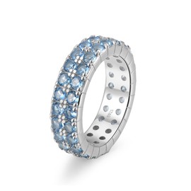 Cranmaida Sterling Silver Dcember Birthstone Blue Topaz Stackable Ring Eternity Bands for Women | 6mm Stackable Rings Cocktail Jewelry for Women Wife Her, Ring Size 7