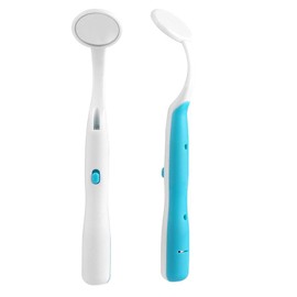 2 espejos dentales con herramienta de luz LED iluminado para inspección de dientes, antivaho, ángulo curvo, herramienta para el cuidado bucal