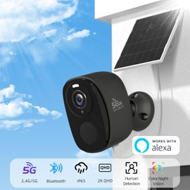 4pcs Solar Security Cameras Wireless Outdoor, 5G/2.4G WiFi Cameras with Solar Panel,2K Camera for Home Security with AI Detection, Siren,Color Night Vision, 2-Way Talk, IP65, Works/Alexa, Cloud/SD