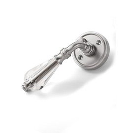 SORWDUERM 2 Pack Brushed Nickel Glass Door Lever Privacy Crystal Door Levers Satin Nickel Door Lever Interior Door Handle for Bedroom and Bathroom,Zinc Alloy