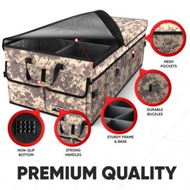 FORTEM Trunk Organizer For SUV Car Trunk Organizer, Foldable Storage, Car Accessories for Women Men, Collapsible Bag, Perfect Christmas Gifts, 600D Oxford, Non Slip Bottom, Straps, Soft Cover (85L)