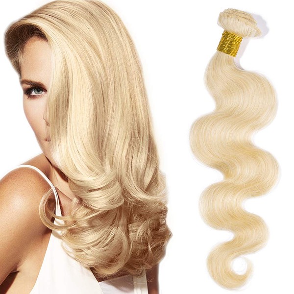 Sego 10A Brazilian Human Hair Bundles, Body Wave, Weave, 100% Unprocessed Virgin Brazilian Hair, Light Blonde #613, 56 cm, 1 Bundle
