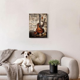 Christian Guitar Wall Art Inspirational Quotes Music Guitar Pictures Wall Decor Your Talent Is God'S Gift To You Framed Artwork Canvas Prints Music Room Decorations For Music Studio Bedroom 12"X16"