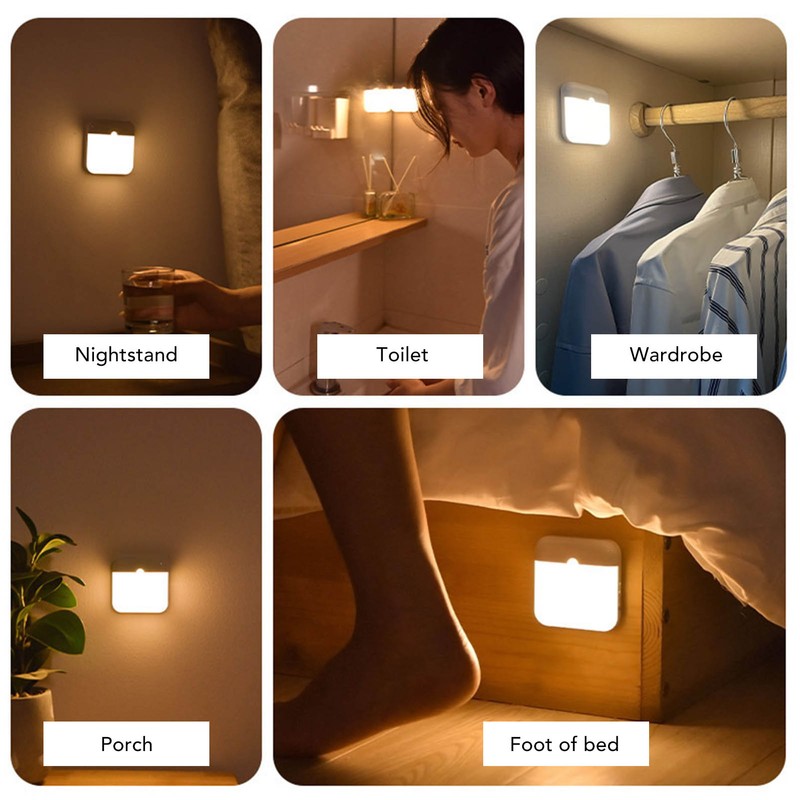 Motion Sensor Dimmable Night Light Two Colors Bedside Induction Lamp