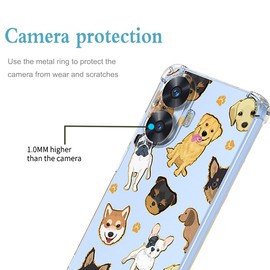 JNRXYJX Floral Case for Realme C55 Case, Realme Narzo N55 RMX3710 Case Clear TPU Animal Puppy Slim Cute Cover Transparent Soft Bumper Protective Case for Realme C55 Dog