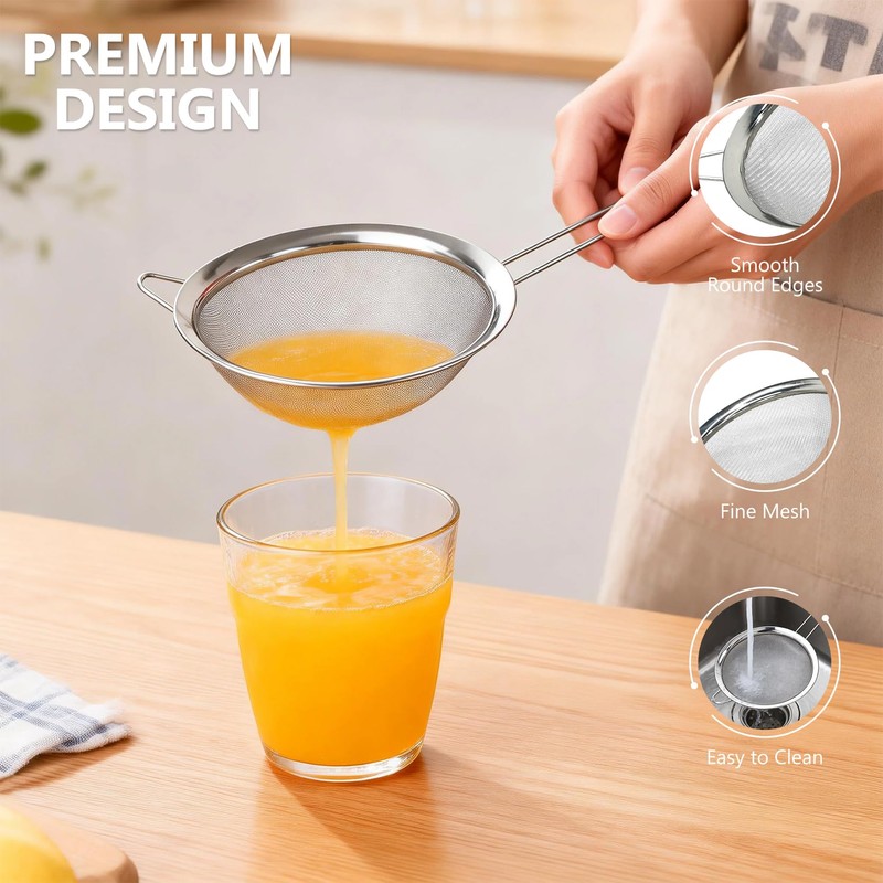 Armo® Stainless Steel Sieve Pack of 3 8cm, 12cm, 18cm