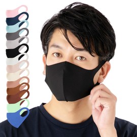 SIMPLE SMILE Cooling Mask, Set of 3 Masks, Washable Mask, For Adults and Children, Cloth, 3-Dimensional Mask, Washable, Pollen Prevention, 3-Piece Set, Unisex, Antibacterial, Odor Resistant, Thin (L,