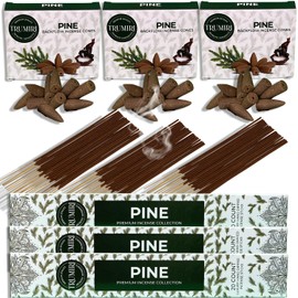 Pine Incense Sticks & Backflow Cones for Waterfall - 60 Sticks + 30 Cones - Waterfall Incense
