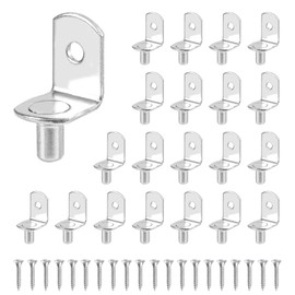 Shelf Support Pegs 20Pcs 6mm L Shape Metal Shelf Pegs for Kitchen Cabinet Bookcase Closet Wardrobe Cupboard Wood Glass Shelves Supports, Nickel Plated Shelf Bracket Pegs Pins with Screws