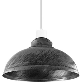 LEDSone 29cm Metal Lamp Shade, Retro Brushed Silver Dome Ceiling Light Shade, Easy Fit Design, Indoor Use for Bedroom, Kitchen, Office, Living Room, Hallways, and More