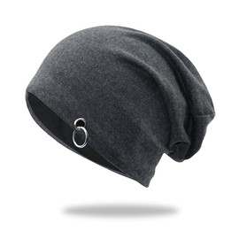 ZENZERO Men's Knit Cap, All Seasons, Ring Included, gray (dark gray)