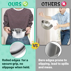 2 Pcs 1 Gallon Large Dog Bowls - Food Grade Stainless Steel Metal Water Bowls, Easy to Clean Food Bowl for Medium Large Dogs Indoor Outdoor