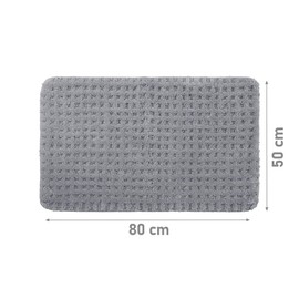PANA® Fluffy Bath Mat (50 x 80 cm) • Bathroom Rug Made of Soft Microfibres • Non-Slip & Washable Bath Mat • Bath Mat • Shower Mat • Colour: Grey