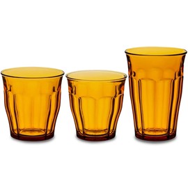 Duralex Le Picardie Glass Tumbler Drinking Set – 18-Piece Amber Tumblers in Mixed Sizes