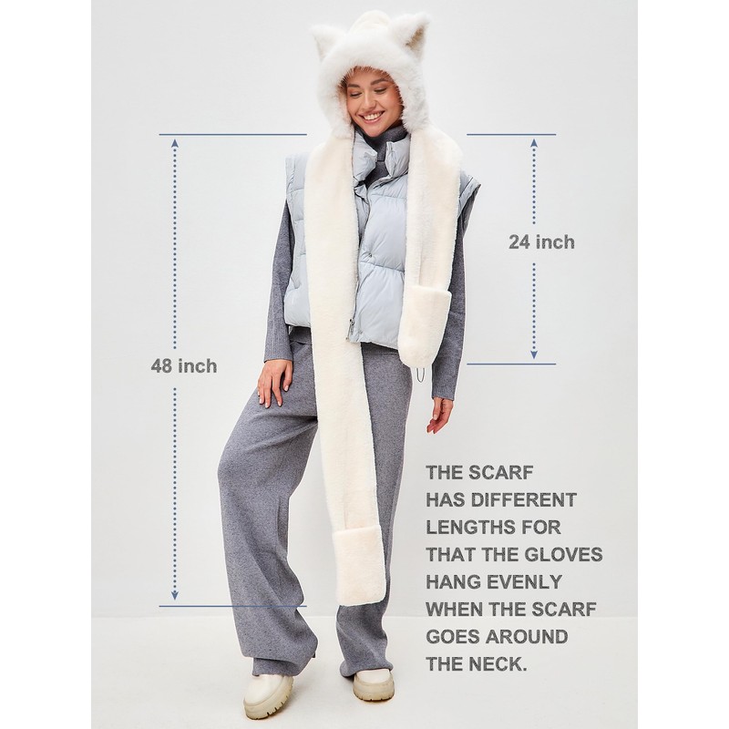 LATTEMARMALATTE Cute Cat Ears Winter Hat, 3 in 1 Plush