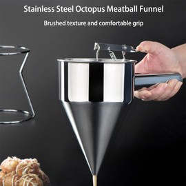 Dynaeuty Pancake Batter Dispenser, 20oz Stainless Steel, with Stand for Pancakes, Cupcakes and Baked Goods