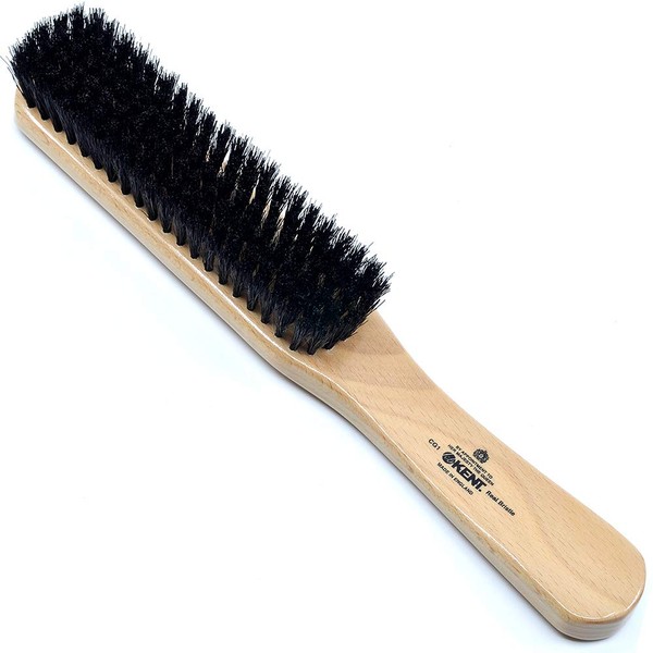 KENT CG1 Handcrafted Cherrywood 100% Natural Black Bristle Clothes Brush and Lint Remover for Cashmere, Wool, and Silk - Sweater Fuzz Remover, Suede Brush, and Lint Brush for Pet Hair