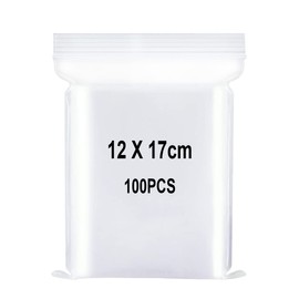 Ziplock Bags, Lockable Plastic Bags, Large Zip Bags, Resealable Plastic Bags, Applicable Kitchen Storage, Storage of Office Supplies etc. 12 x 17 cm, Pack of 100