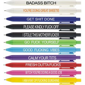 Cityhermit 11Pcs Funny Adult Ballpoint Pen Set, Premium Days of The Week Swear Cuss Word Pens for Office Gifts, Novelty Pens for Corworkers