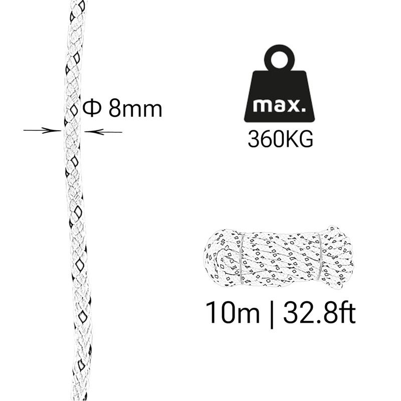 Rope Mat Polyester Yarn, 8 mm x 10 m, for