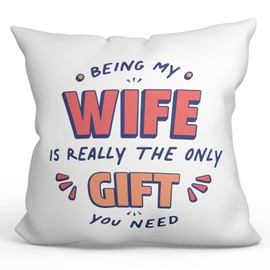 MUGFFINS WIFE Cushion Padding included - in English - I'm the only gift you need - Funny gift - Pillow: cover and filling 15.7x15.7 inches