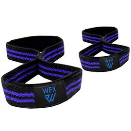 Weight Lifting Straps Padded Figure 8 Wrist Support Gym Wraps Men Women Fitness Bodybuilding Double Loop Workout Heavy Training Powerlifting Dumbbell Squats Pull Up Grip (Black/Blue)
