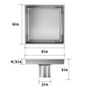 Bochni Shower Drain 6"*6" Brushed 304 Stainless Steel | Fast