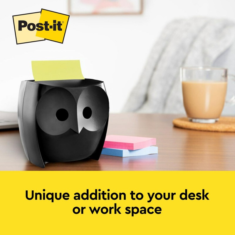 Post-it Z-Notes Dispenser Owl Black + Post-it Super Sticky Z-Notes