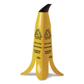 2' Yellow Banana Wet Floor Cone with Brown Stem