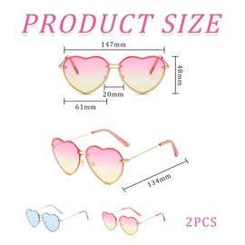 TVSVKWE 2 Pieces Heart-Shaped Sunglasses, Retro Sunglasses, Metal Frame Glasses, Stylish Personality Glasses, Party Glasses.