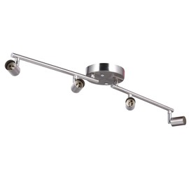 4-Light Adjustable Dimmable Track Lighting Kit by AIBOO,Flexible Foldable Arms,Satin Nickel Kitchen,Hallyway Bed Room Lighting Fixture, GU10 Base Bulbs not Included