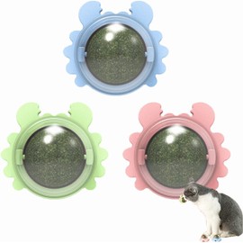 3 Pelotas de Catnip Ball - Juguete para Gatos Interactivo de Pared/Giratorio de 360° Que se Puede Lamer, Triturar o Masticar, Bocadillo de Hierba Gatera para Limpiar los Dientes