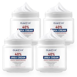 OUKEYA Crema de urea 40 por ciento, crema para pies y manos para agrietada seca, loción de urea para pies de máxima fuerza (12.35 onzas x 4 paquetes)