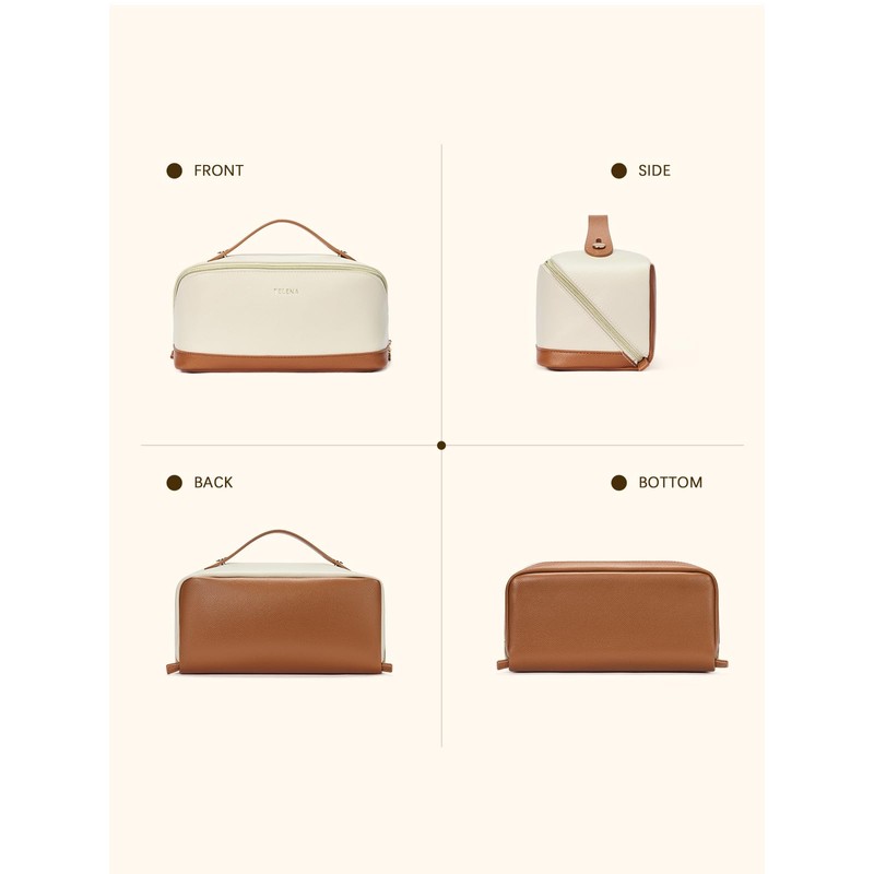 Telena Leather Make Up Bag Portable Travel Makeup Bag Waterproof