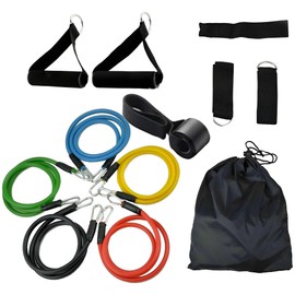 JacobsParts 11pcs Resistance Bands Set with Door Anchor, Handles, Ankle Straps for Resistance Training Exercise, Travel Case for Indoor, Home, Gym, Office