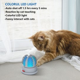 Automatic Cat Self Groomer with 2 Speed Rotating Brush, Smart Interactive Cat Massager with Color Changing LED Light and Catnip, Wall Mounted Design for Indoor Cats
