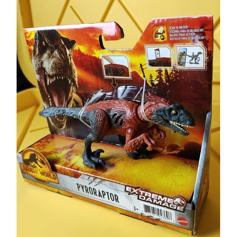 Mattel Jurassic World Dominion Extreme Damage PYRORAPTOR Dinosaur Action Figure