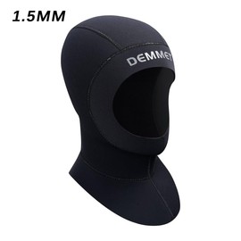DEMMET Neoprene Wetsuit Hood Scuba Diving Hood 1.5MM for Men Women, with Shoulder Cap Surfing Thermal Hood for Kayaking Snorkeling Swimming Sailing Canoeing Water Sports (1.5mm Black, M)