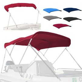 Seapisode 4 Bow Marine Grade Fade and Crack Resistant Bimini Top Replacement Cover,Heavy-Duty Waterproof and UV-Proof Boat Canopy,Easy Install Zipper Sleeves Boat Awning/Without Frame,Burgundy