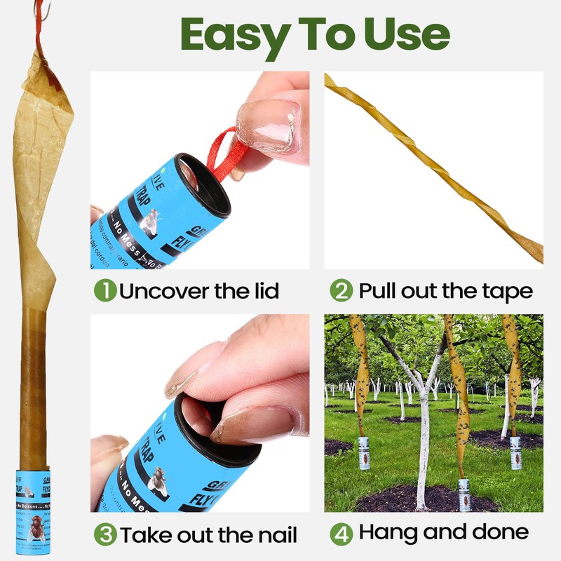 Qualirey 160 Pack Fly Strips Sticky Fly Trap Indoor Outdoor