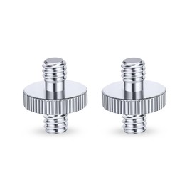 LANXIRE 1/4" Male to 1/4" Male Threaded Tripod Screw Adapter, Double Head Stud Mounting Thread Converter for Camera, Monitor, LED Light, Microphone, Shoulder Rig - 2 Packs