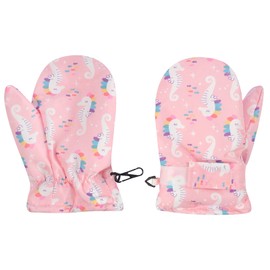Toddler Mittens Kids Winter Gloves Baby Adjustable Cold Weather Windproof Mittens Toddler Boys Warm Fleece Snow Ski Gloves Girls (Pink Seahorse,2-4T)