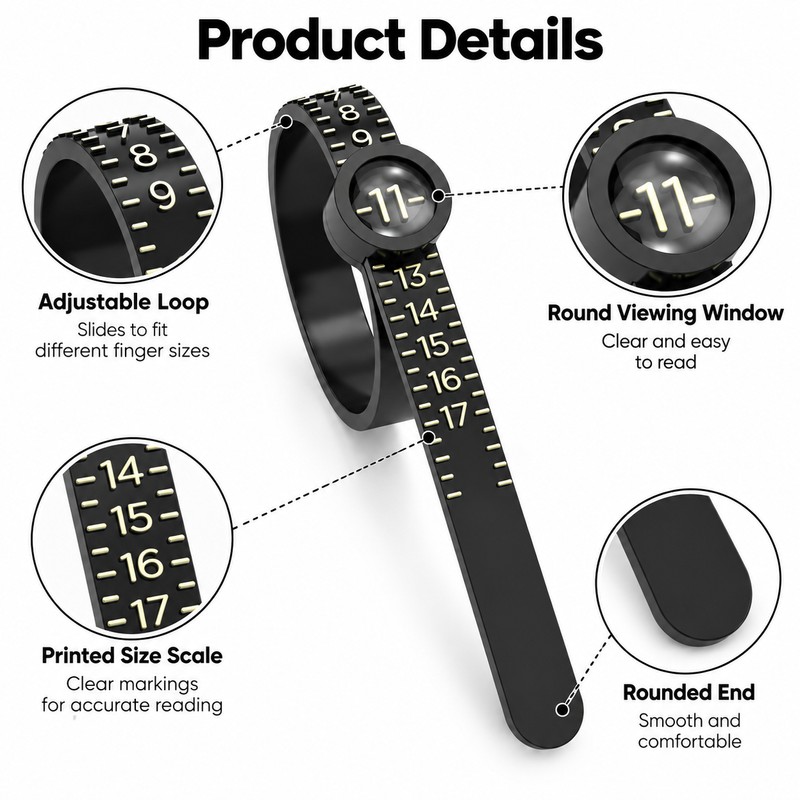 Ring Sizer with Magnifier for Finger Measuring – US/UK/EU/HK Size