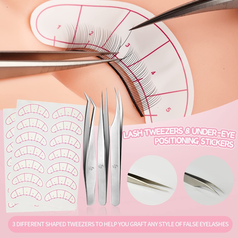 Eyelash Extension Kit with Mannequin Head Practice Lashes Exercise Set