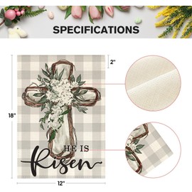 Easter Decorations Yard Flag for Outside 12x18 Inch Double Sided He Is Risen Flag