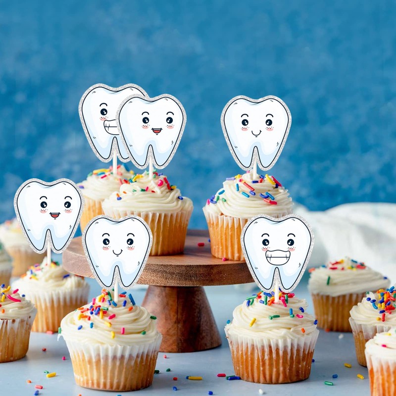 Teeth Cupcake Toppers, First Tooth Party Decor -Tooth Fairy Day