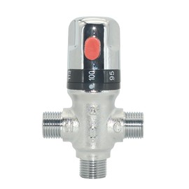 Megairon Thermostatic Mixing Valve,Solid Brass- Golden Thermostatic Shower Valve,1/2" NPT Thread Water Heater Mixing Valve for bathroom showers, solar systems and kitchen faucets,etc. (Silver)